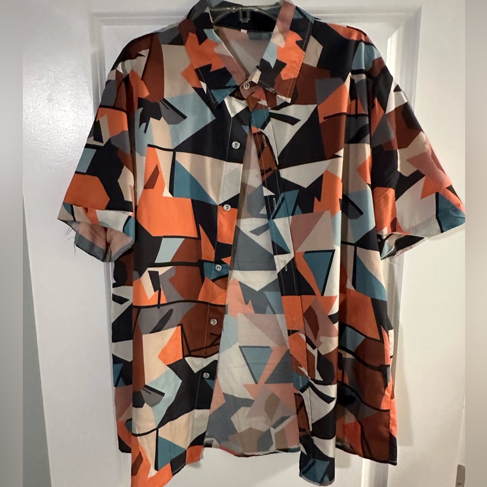 Geometric Patterned Men's Shirt - Multicolor